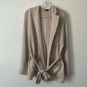 Bleusalt Point Blazer Tie Front Modal Open Jacket Cream 3 Large Coastal Classic